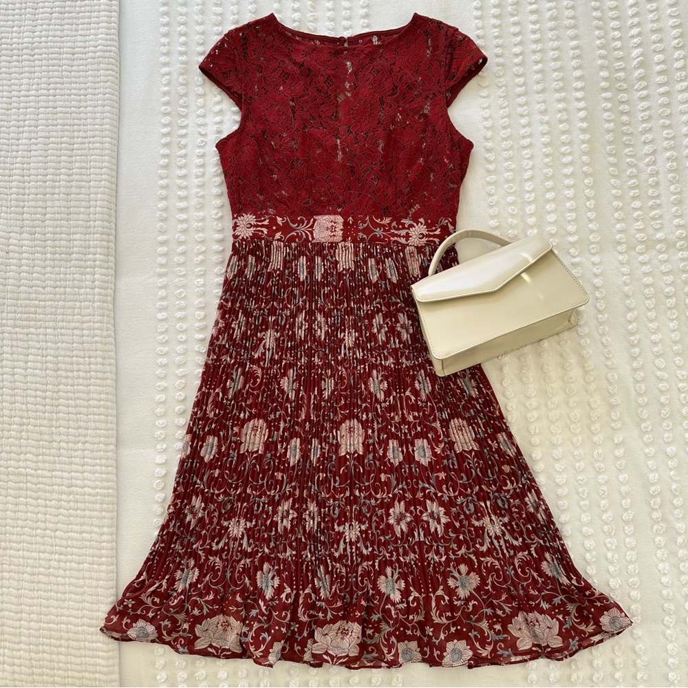 Anthropologie Plenty by Tracy Reese Luella Lace and Pleated Floral Dress 00P NWT